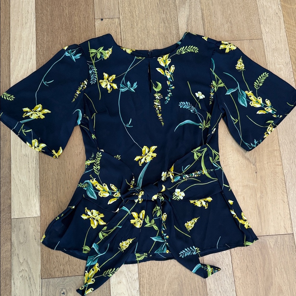 Ann Taylor Floral Navy Top